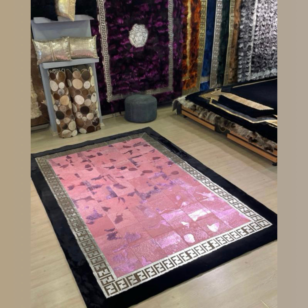 Black and Gold/Blue Multicolor Versace Rug