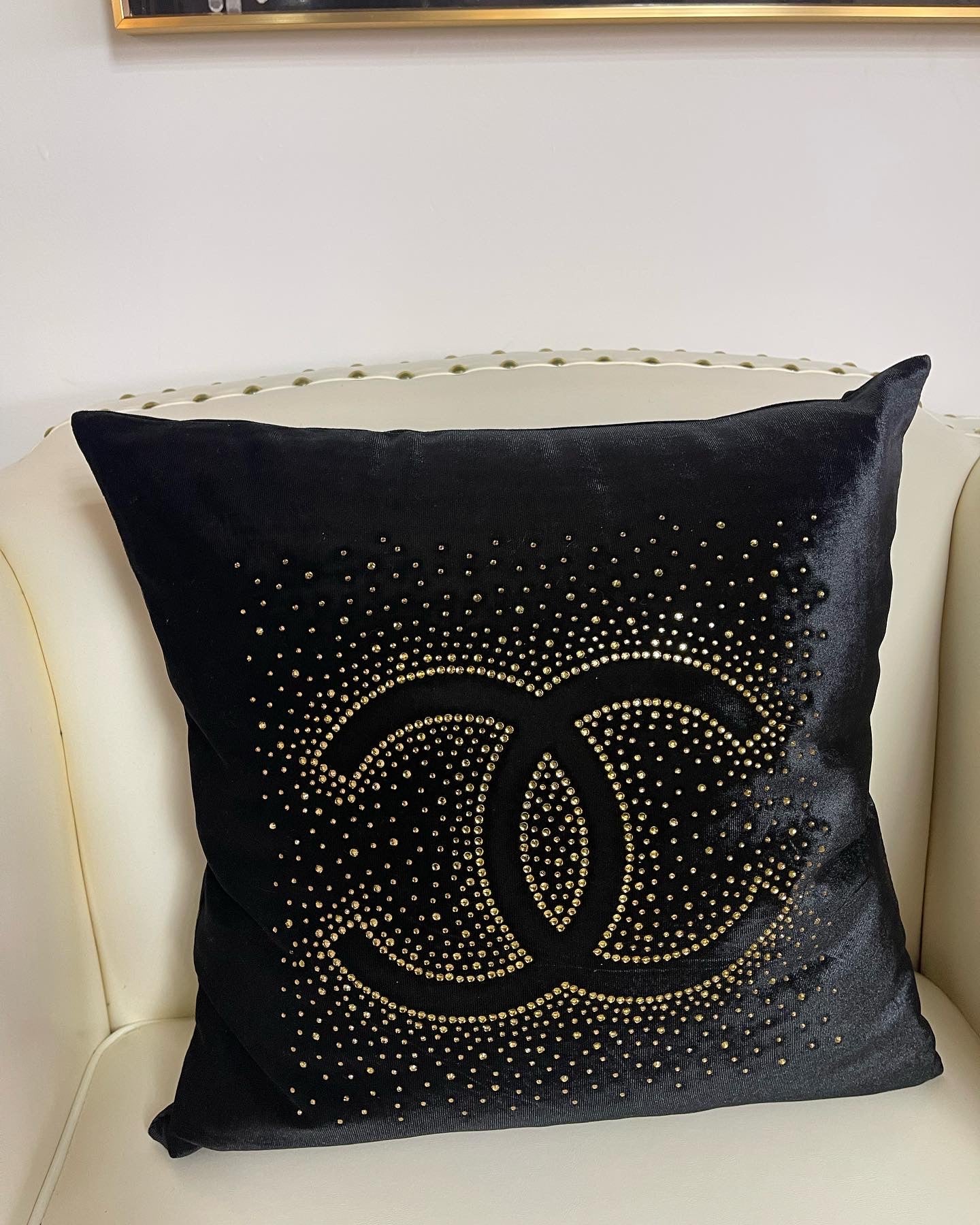 Black Chanel Throw Pillow Ghenogas gallery