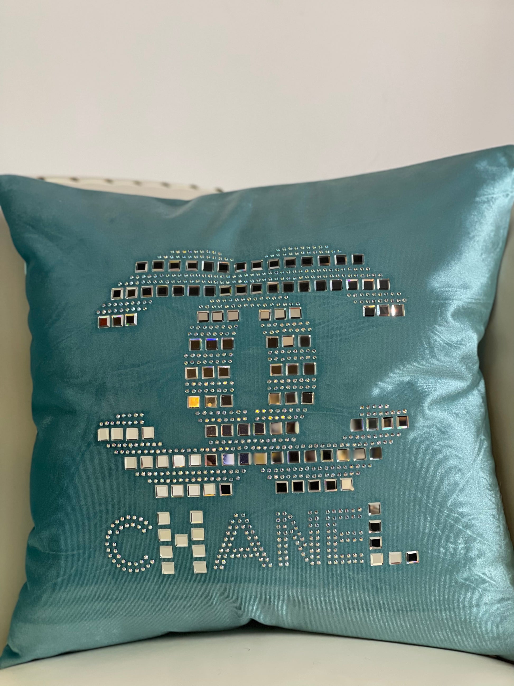chanel throw pillows blue