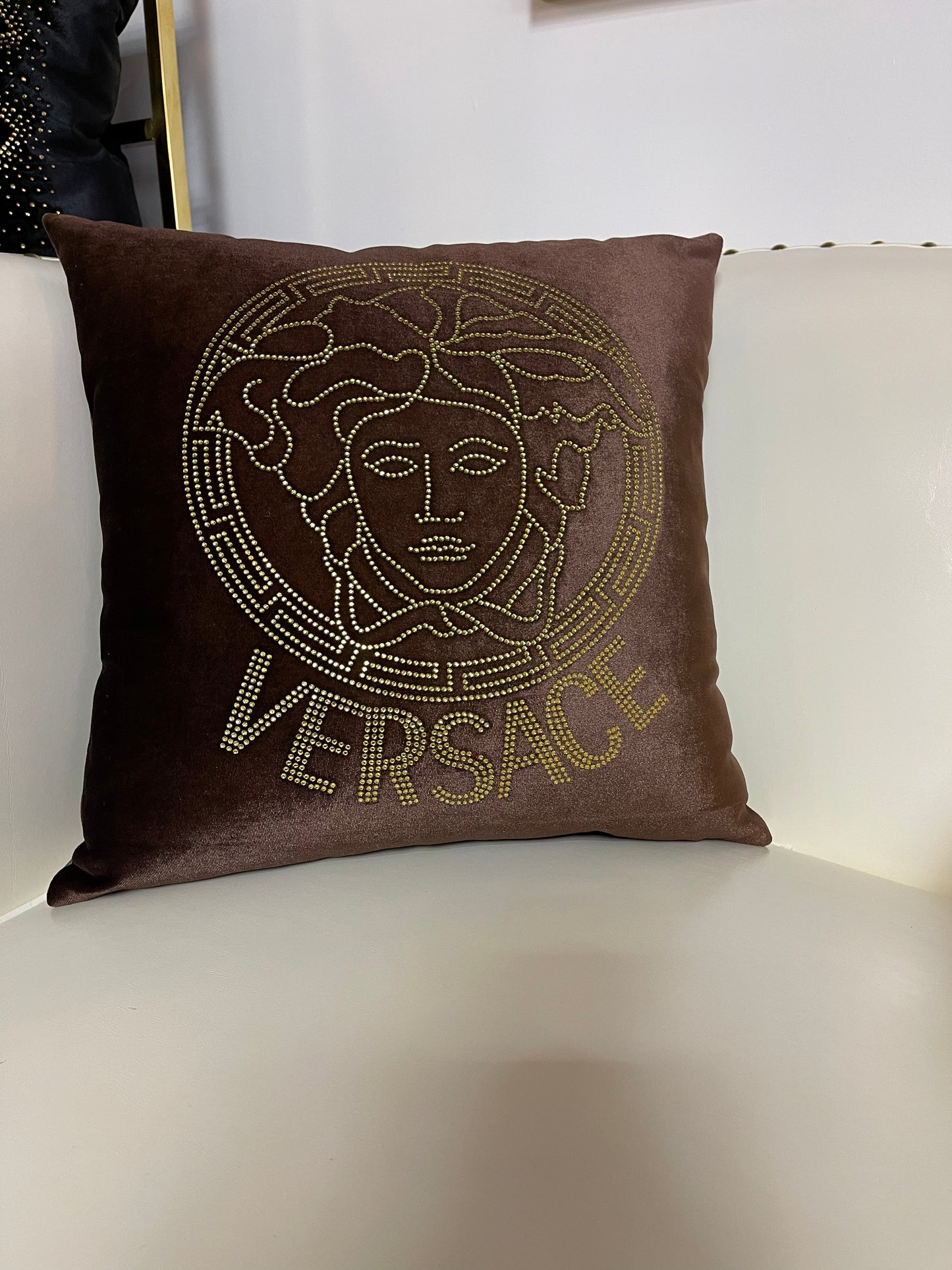 Brown Versace Throw Pillow