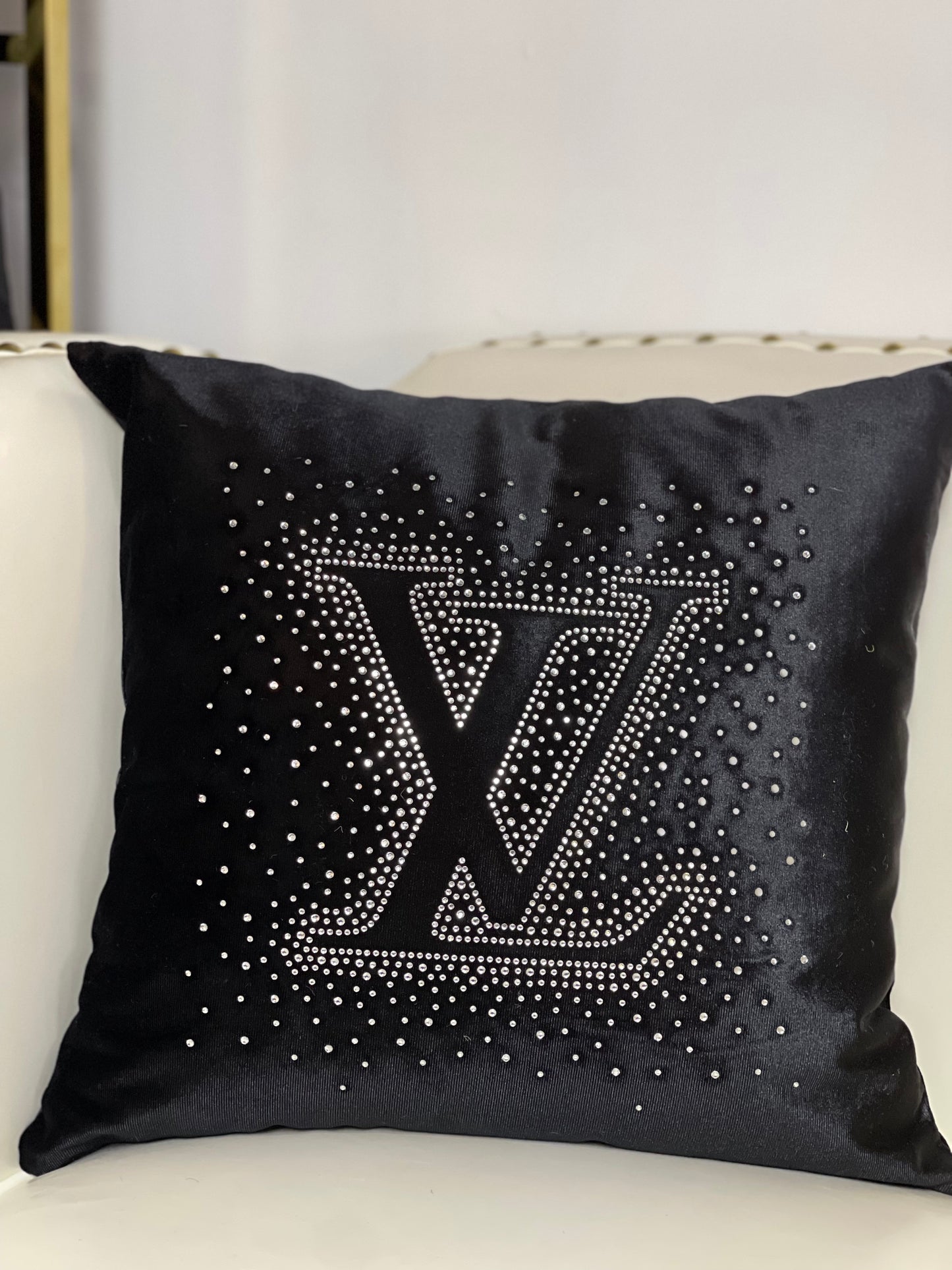 Black Louis Vuitton Throw Pillow
