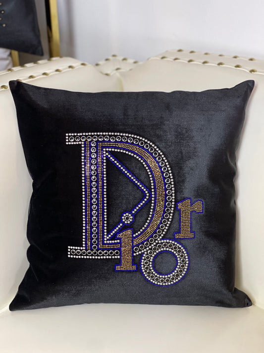 Black Dior Throw Pillow