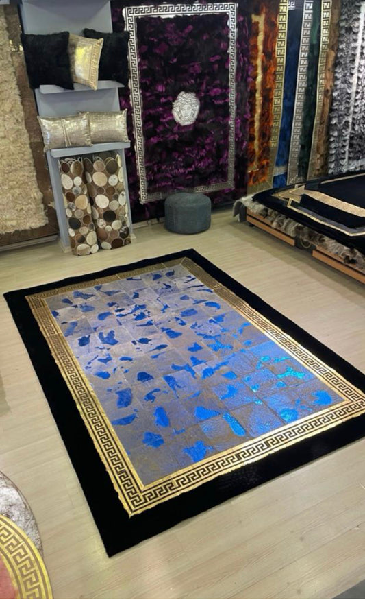 Black and Gold/Blue Multicolor Versace Rug