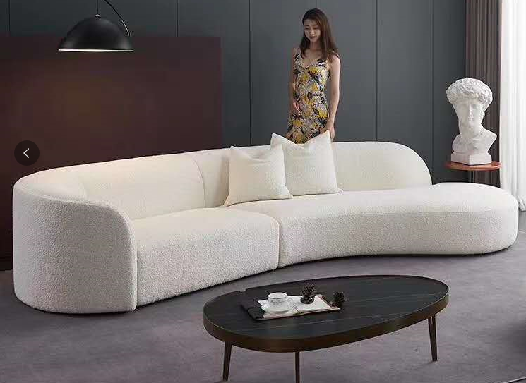 White Teddy Velvet Sectional Couch