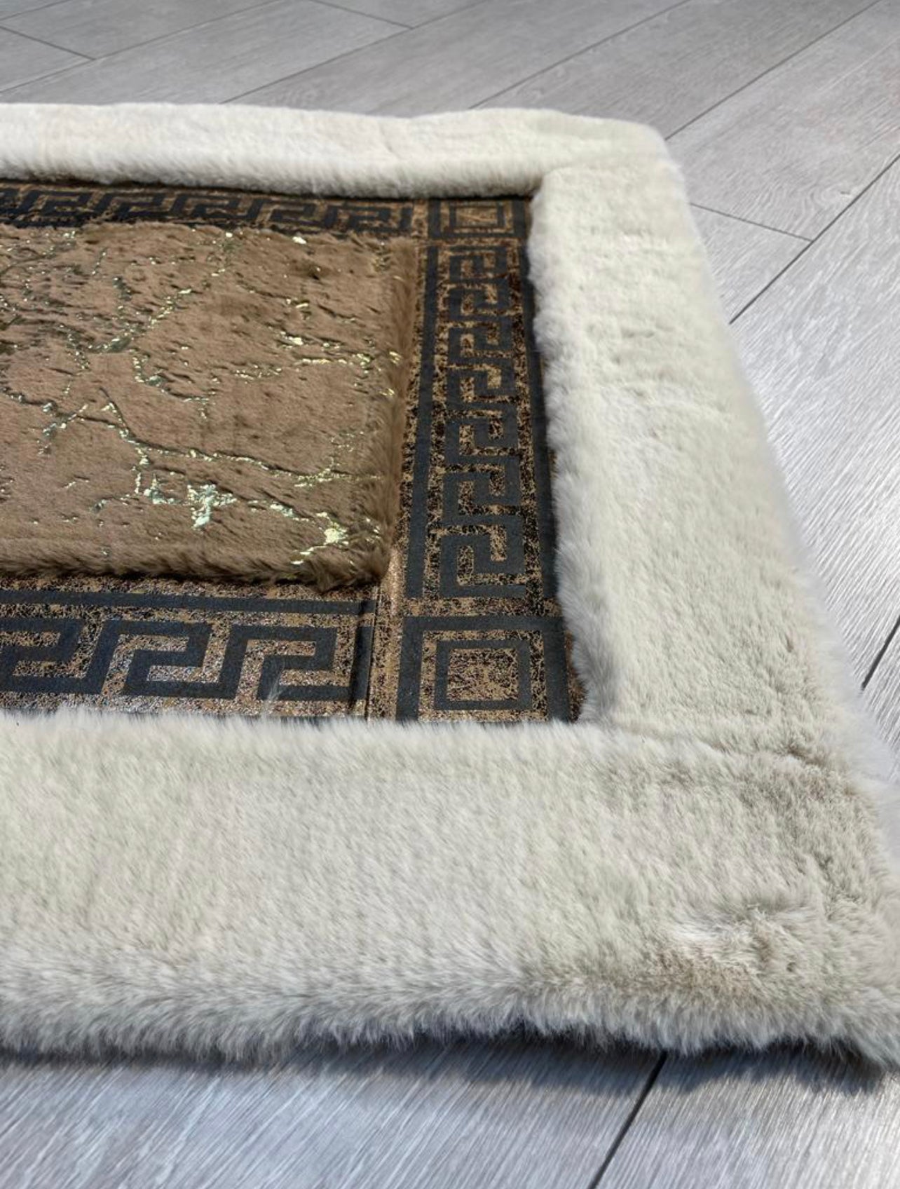 White and Brown Versace Rug