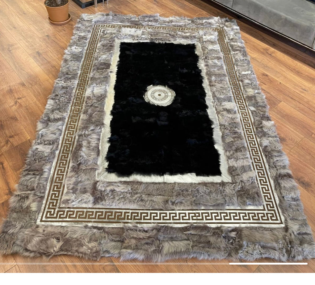 Grey Fluffy Versace Rug