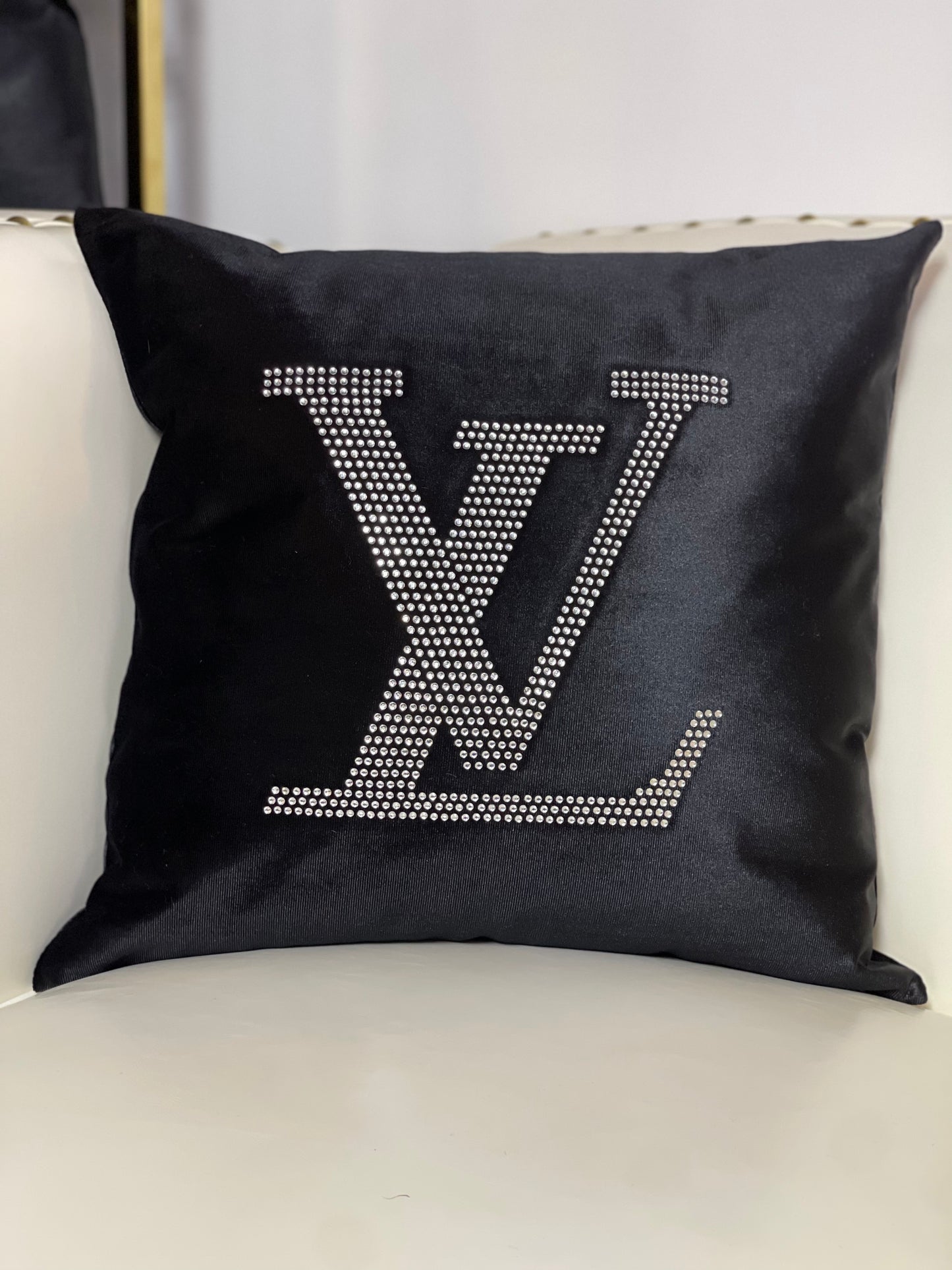 Black Louis Vuitton Throw Pillow