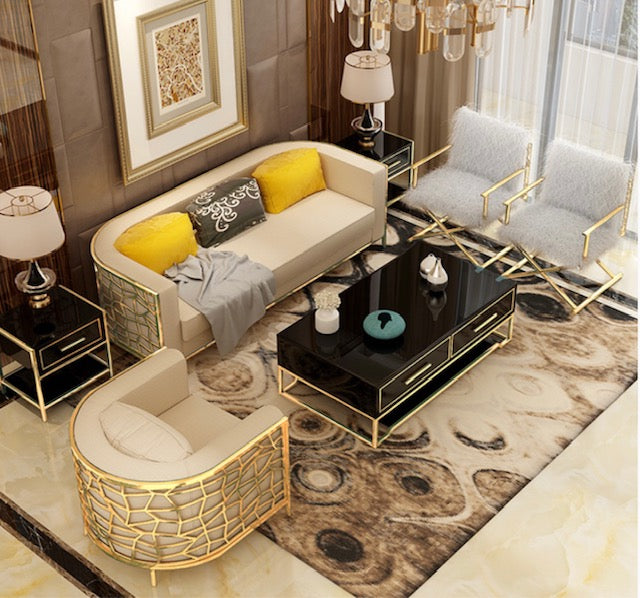 Gold Steel Living Room Set