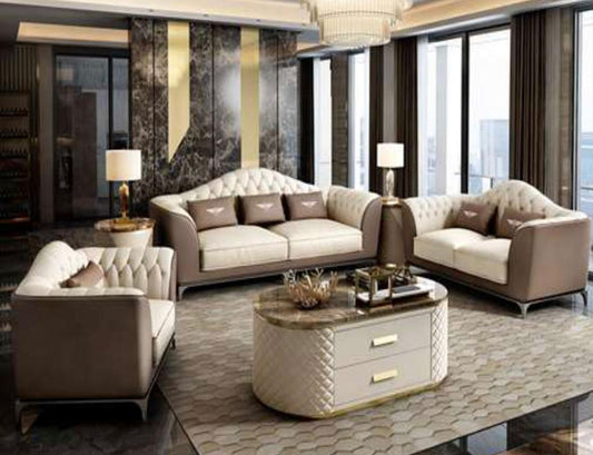 Brown and Cream Living Room Set