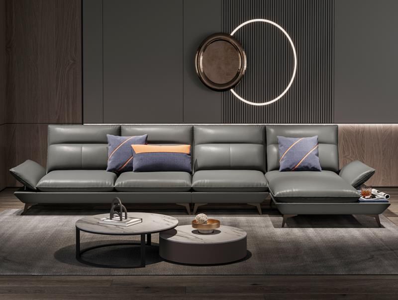 3-piece Gray Leather sectional