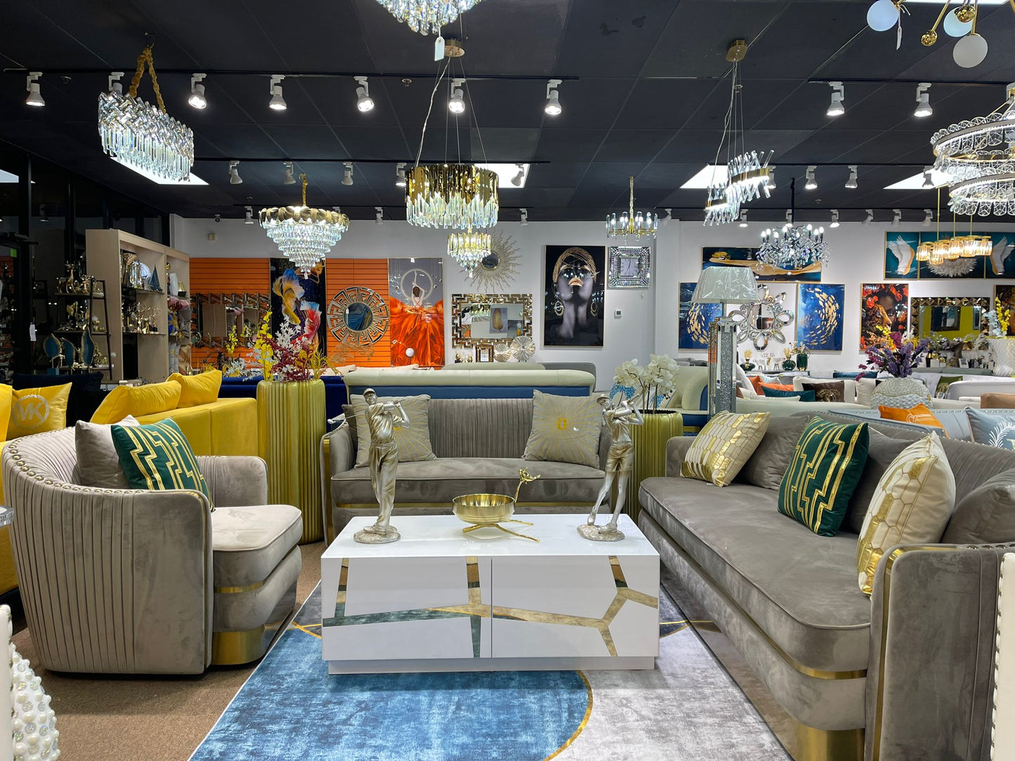 Gray & Gold Living Room Set