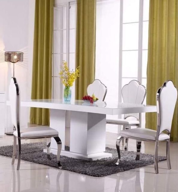 Stainless steel Tempered Glass Top Dining Room Set
