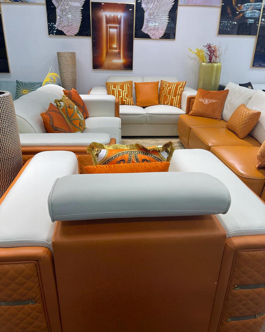 Orange & White Luxury Sofa living room set