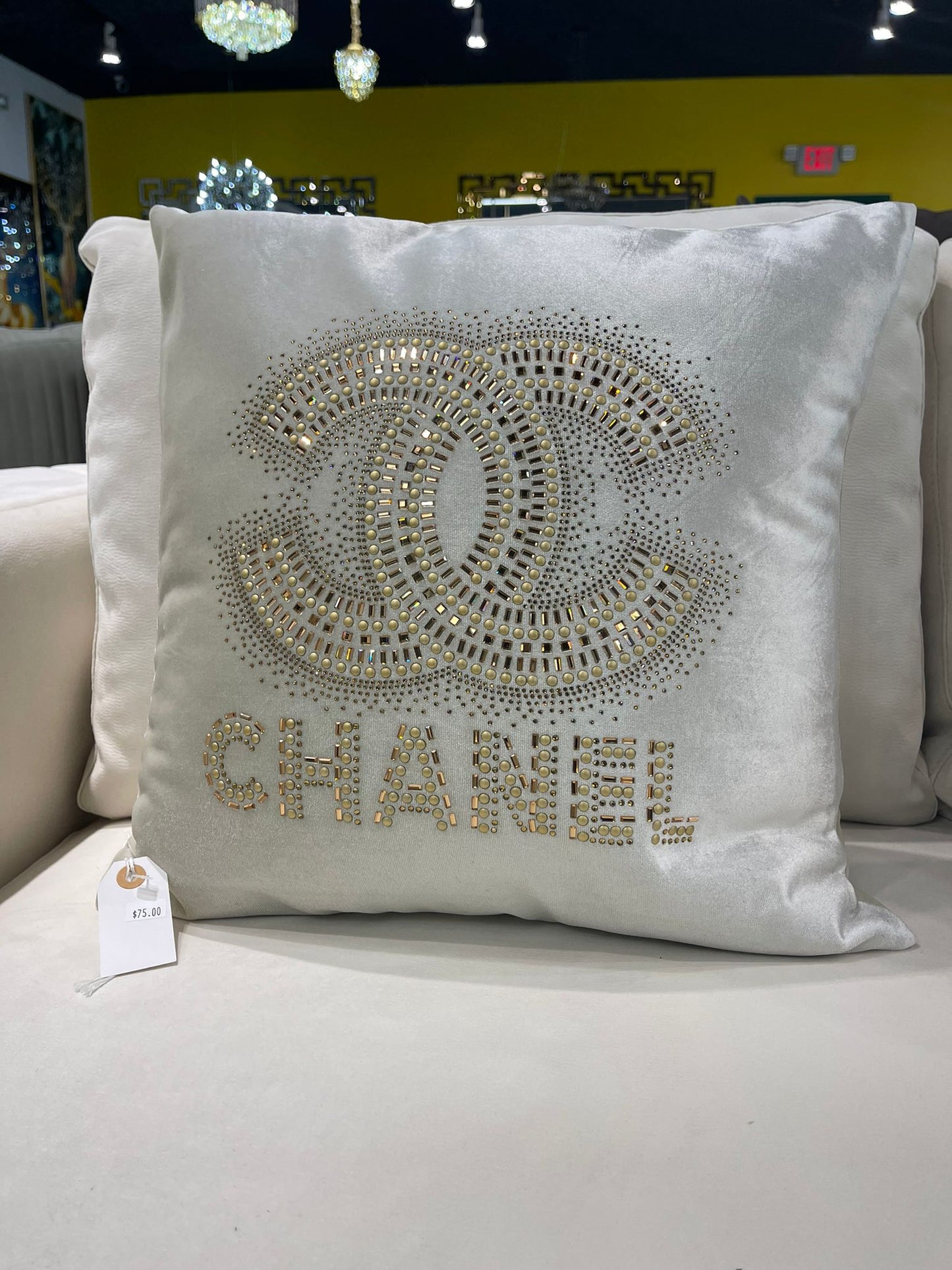 Replica Chanel Merino Wool Cashmere CC Throw Blanket Beige White 35483