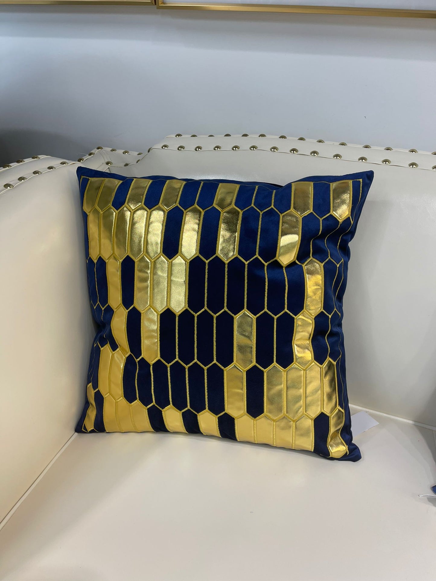 Gold & blue Throw pillow
