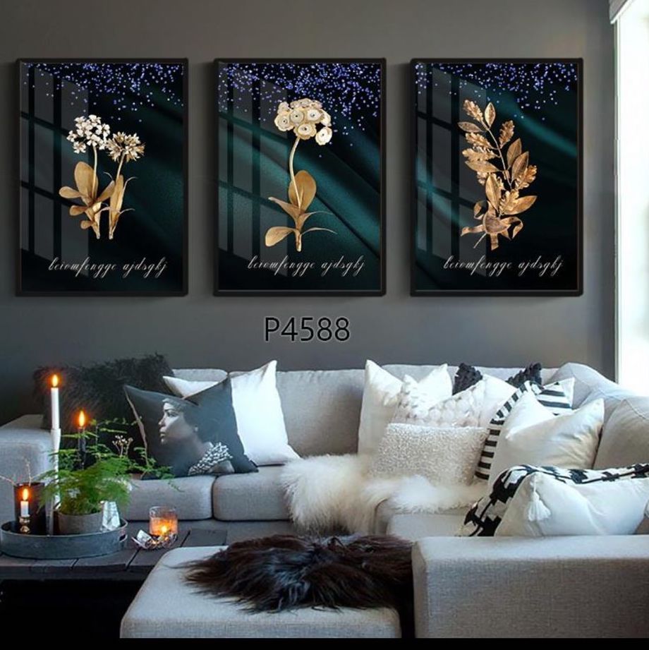 golden flowers painting set