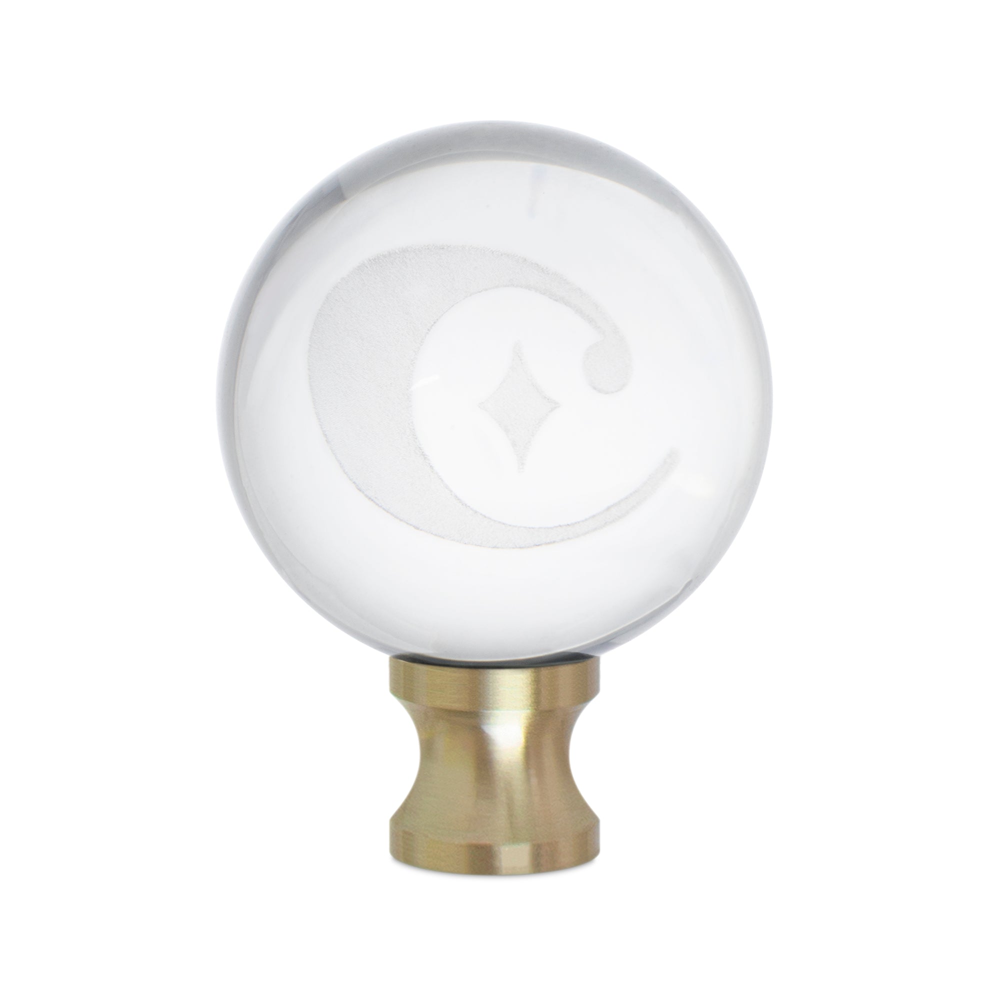 Couture 1.5" Crystal Finial w "C" Logo Etched Inside - gold riser