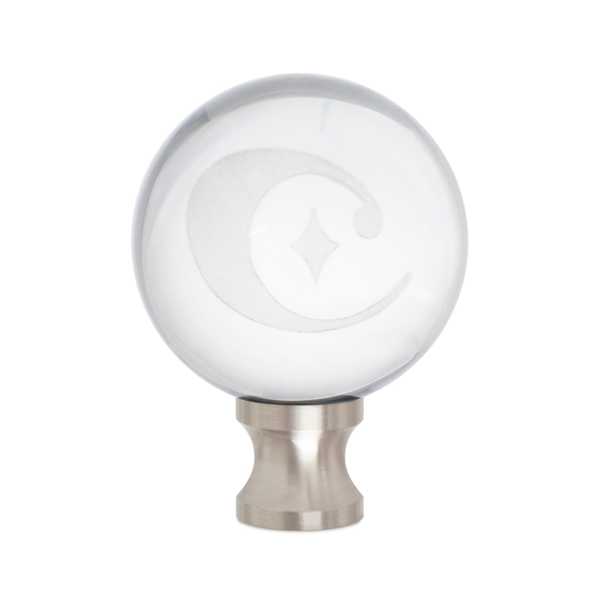 Couture 1.5" Crystal Finial w "C" Logo Etched Inside - silver riser