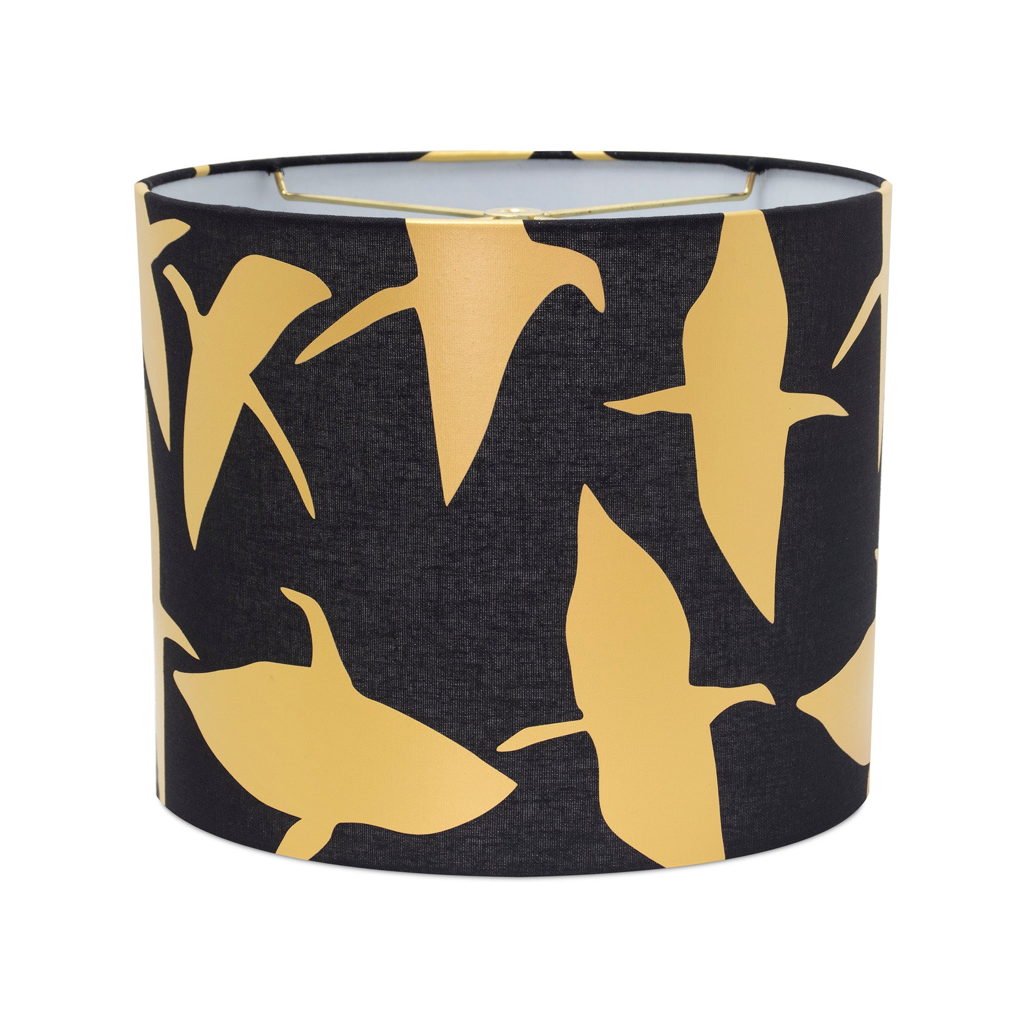 Couture 12 x 12 x 10"H Amy Haywood Black Drum Shade with Cranes