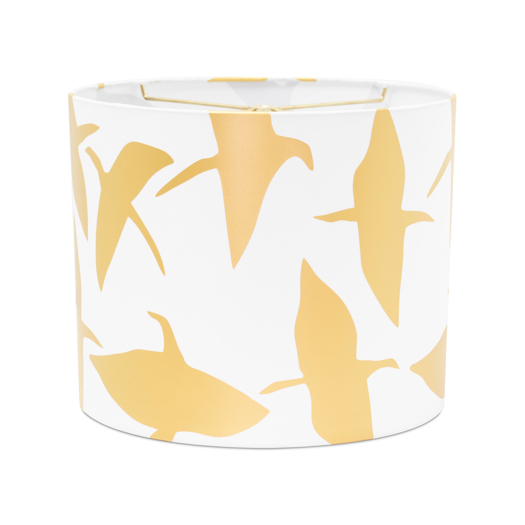 Couture 12 x 12 x 10"H Amy Haywood White Drum Shade with Crane Artwork