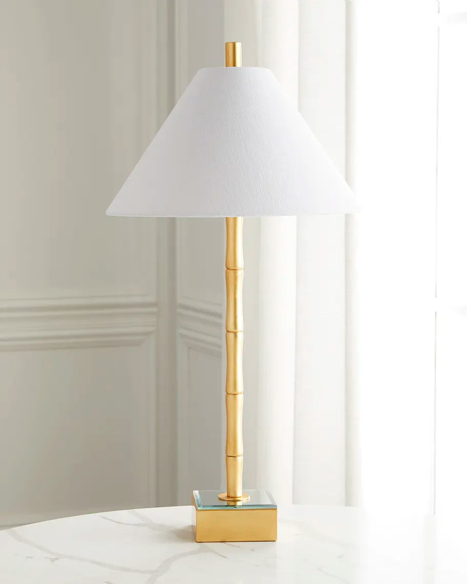 Couture 34"H Mirror Bamboo Table Lamp