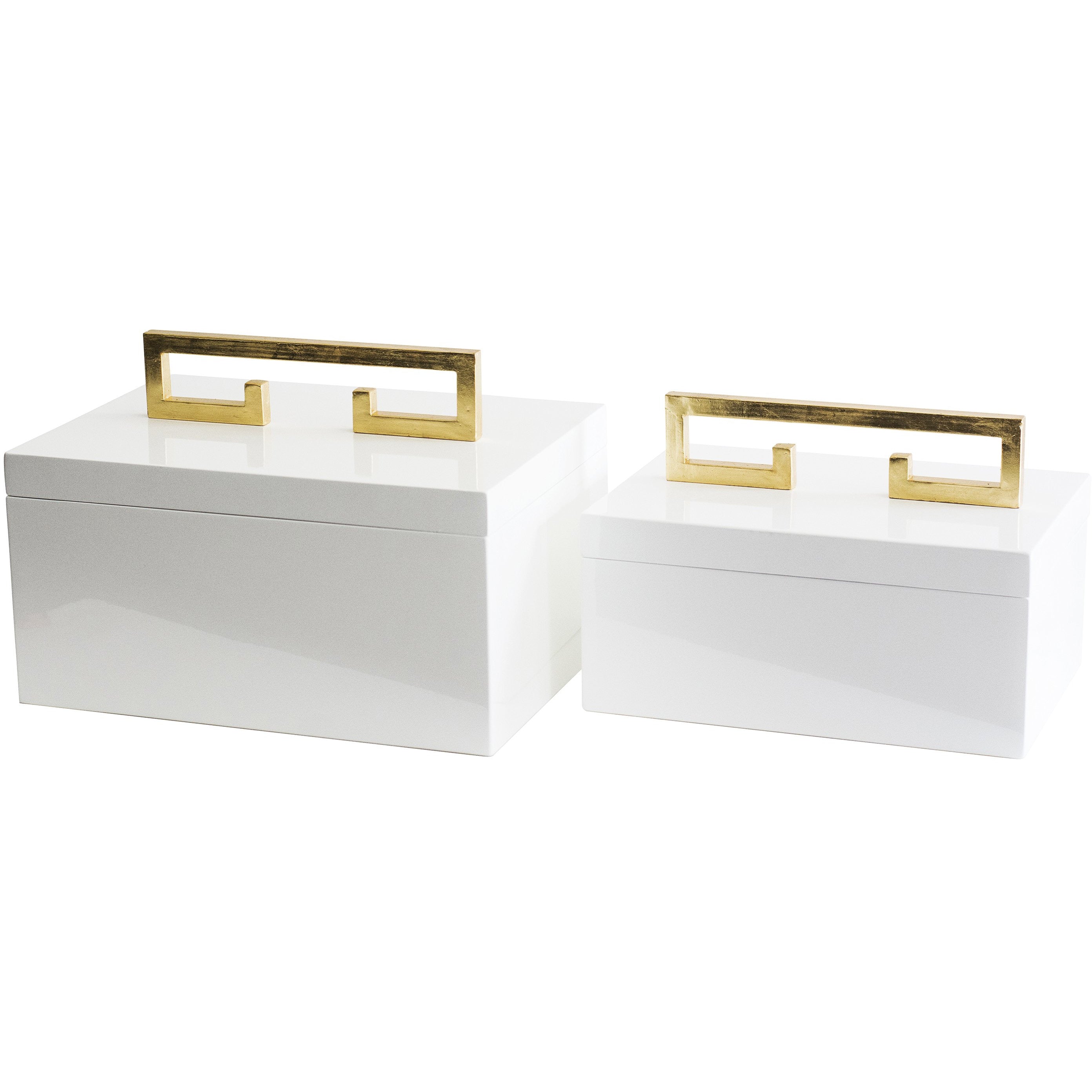 Couture Avondale Boxes [Set of 2] White & Gold