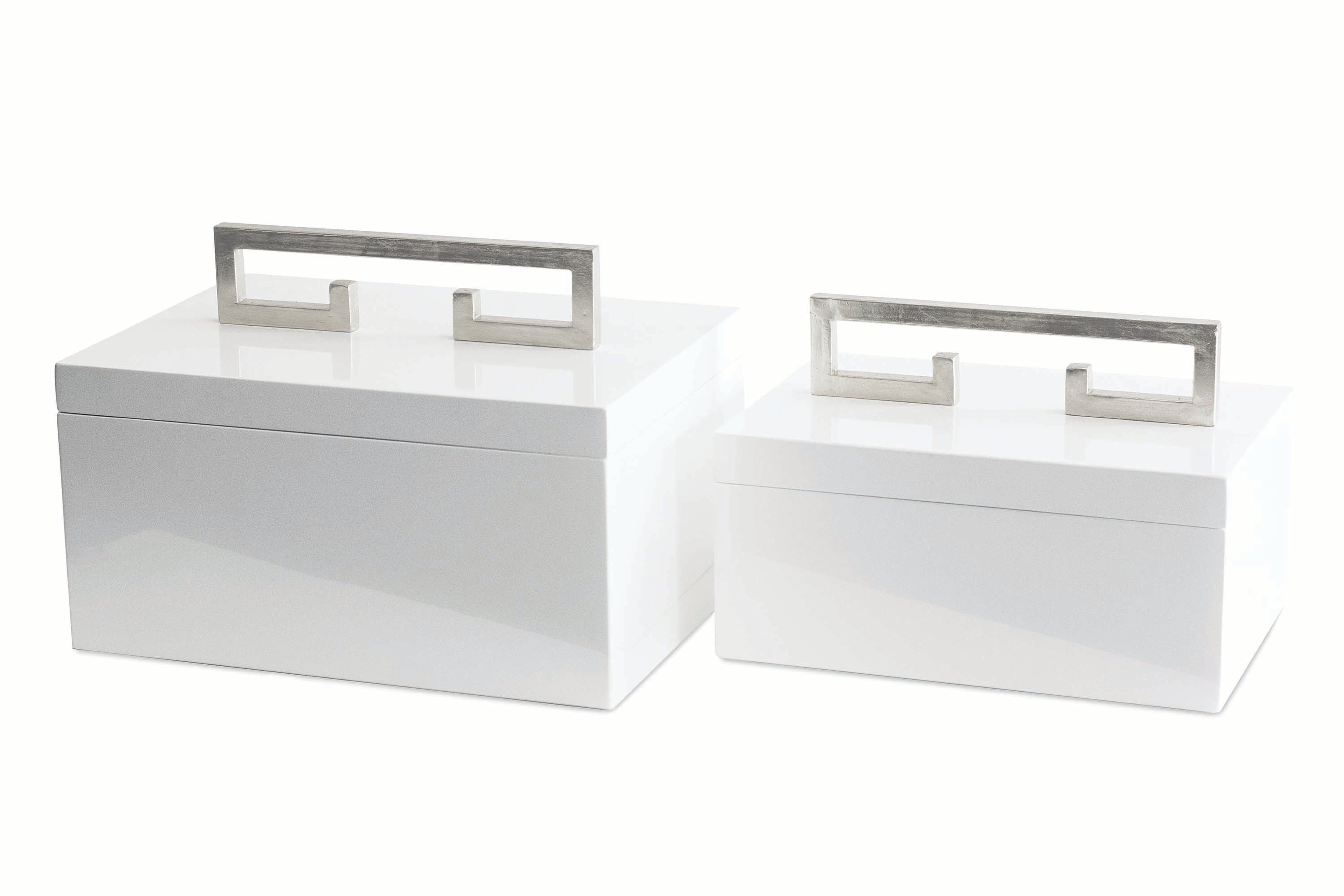 Couture Avondale Boxes [Set of 2] White with Silver