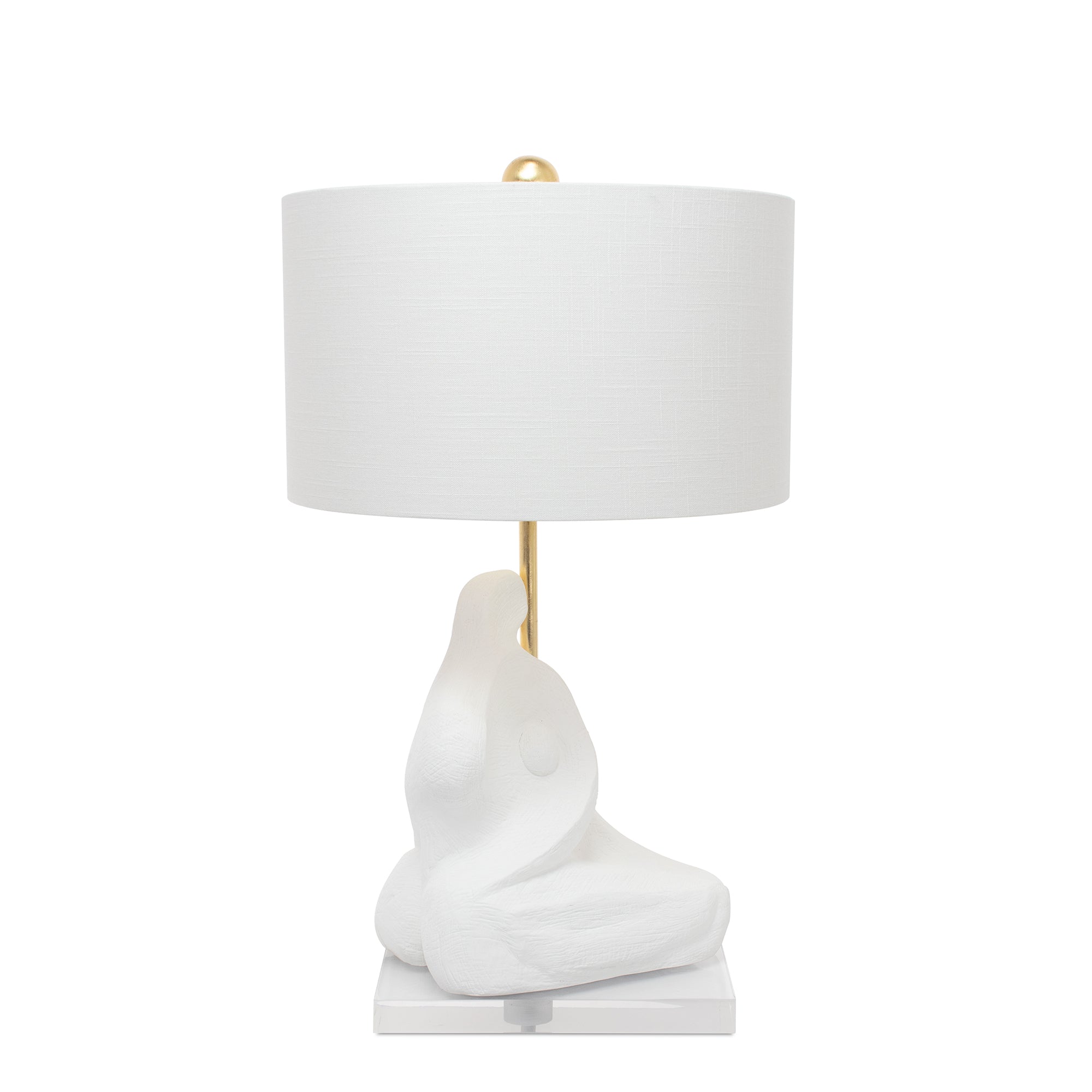 Couture Bettina White Table Lamp with white linen drum shade