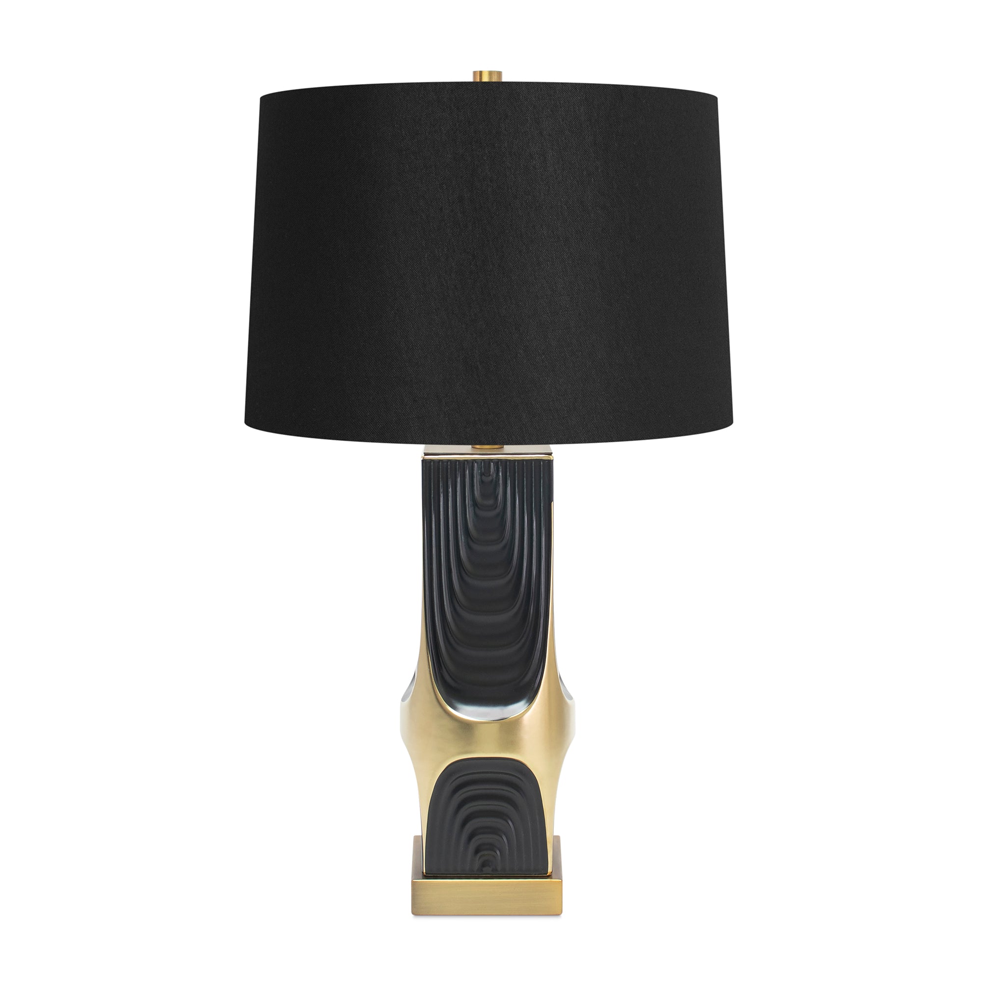 Couture Black and Gold Drape Table Lamp-with 14x16x10 Black Linen Shade