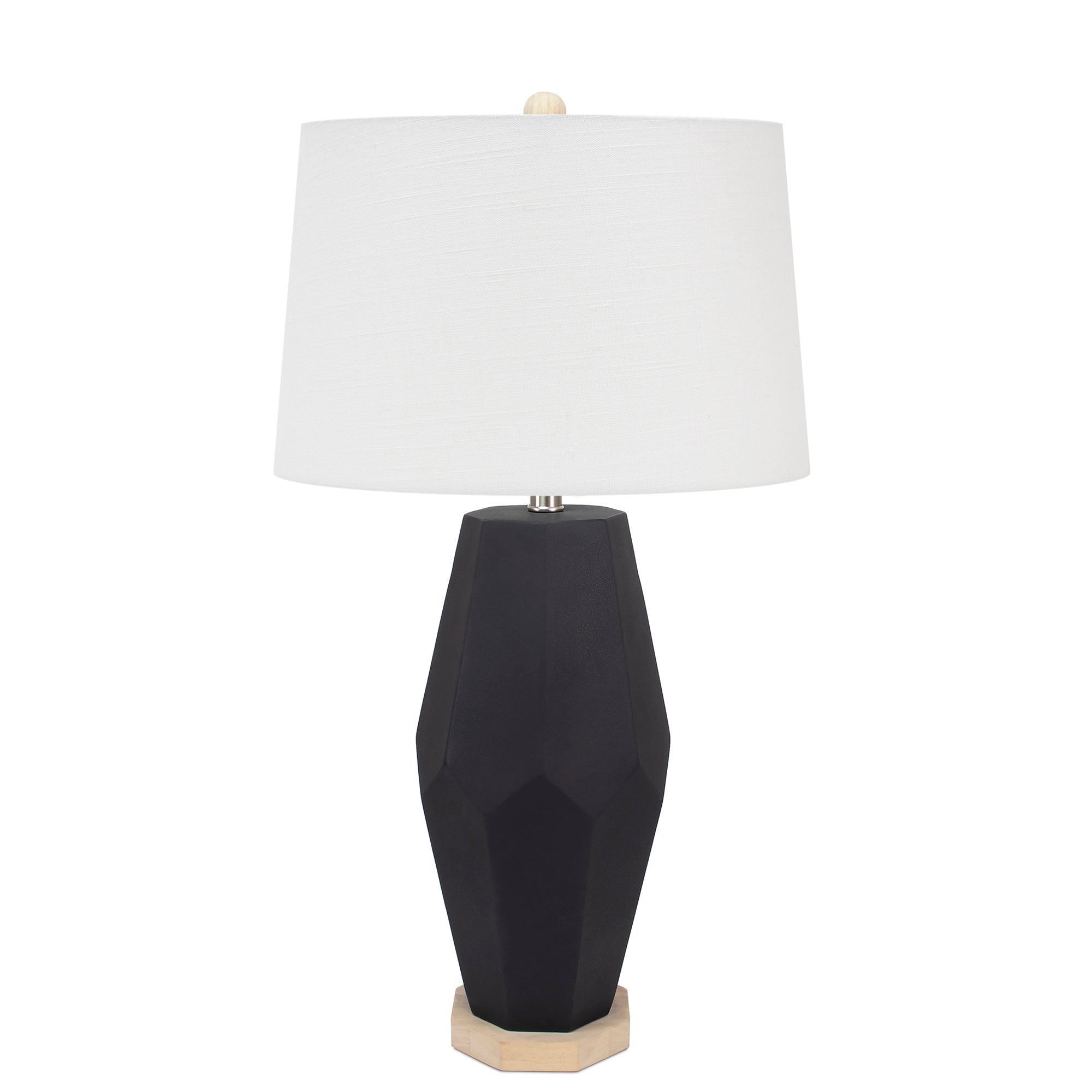 Couture Black Pacifica Table Lamp- with 14x16x10 White Casual Linen Shade