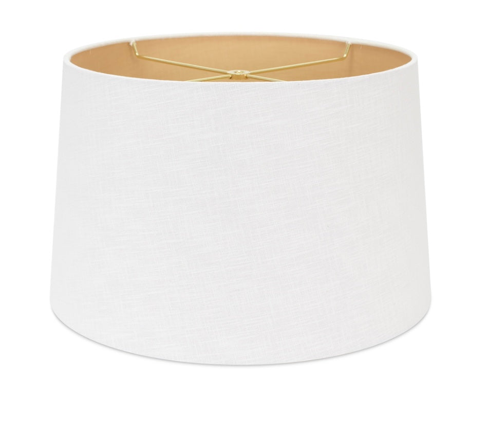 Couture Round Tapered White Linen Shade 14" x 16" x 10"