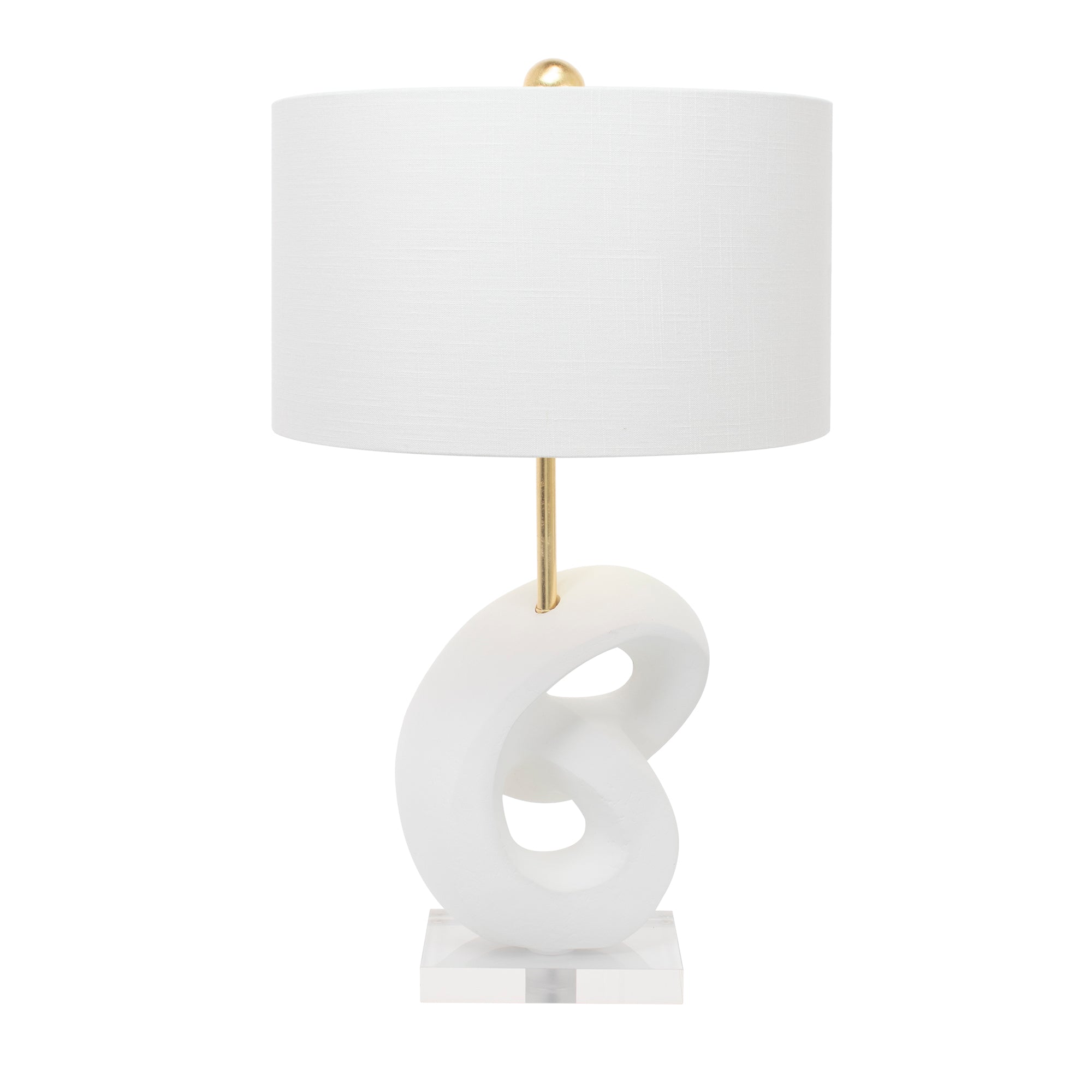 Couture Danielli White Table Lamp with white linen drum shade