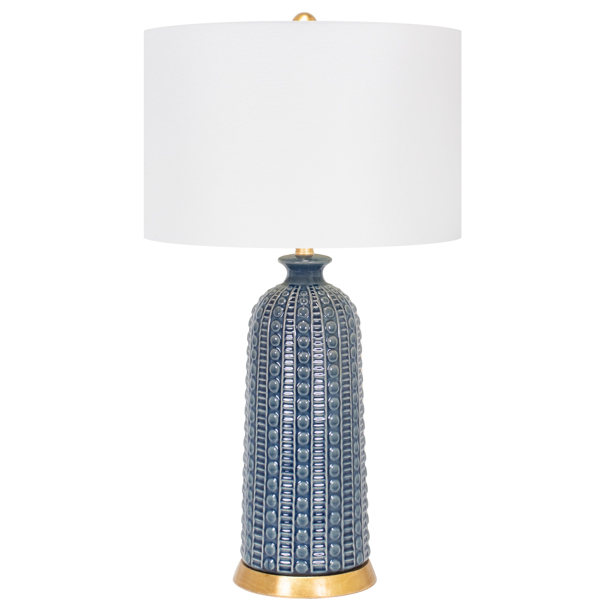 Couture Denim Blue Melrose Table Lamp-with 17x17x11 White Classic Linen Shade