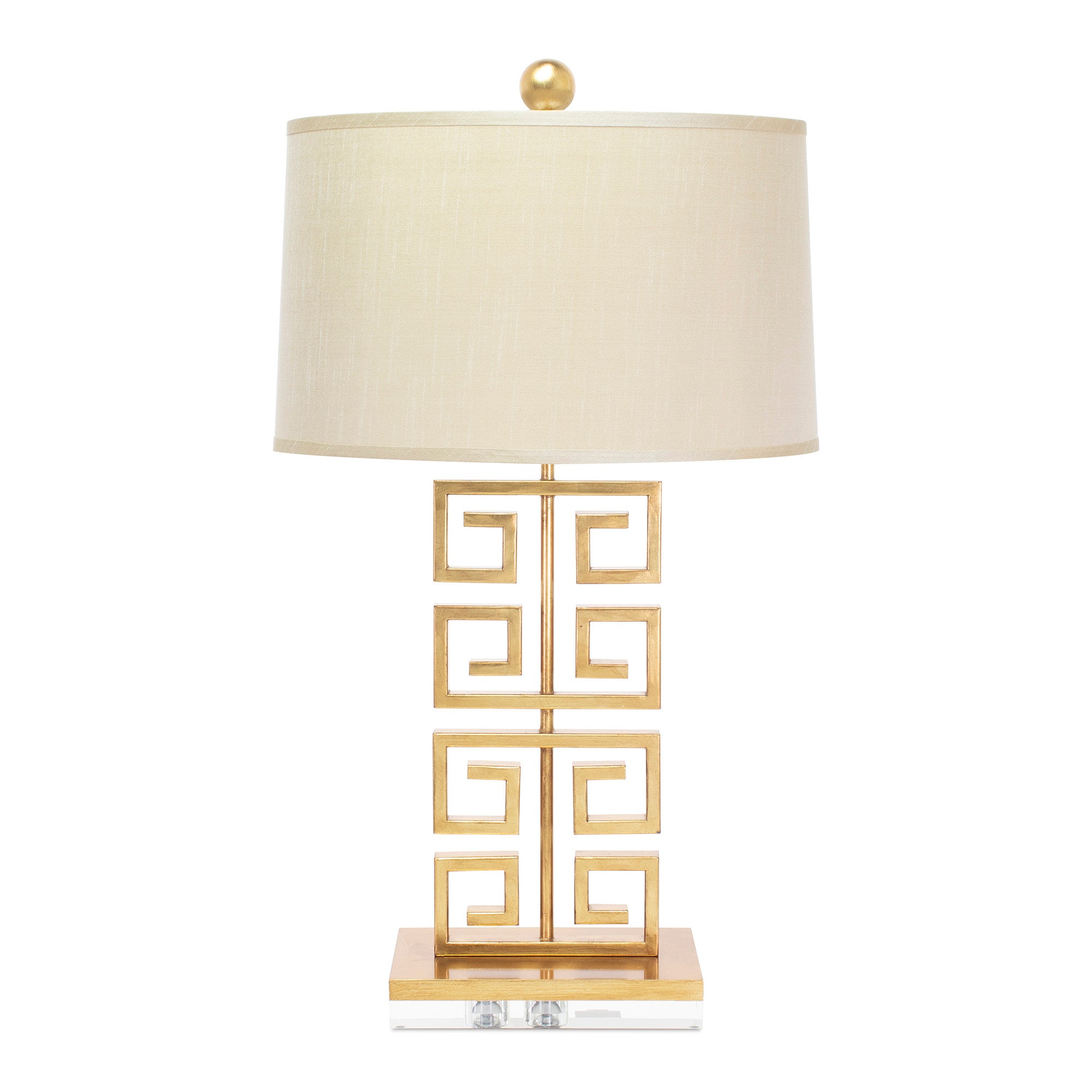 Couture Gold Metal Greek Key with Oval Hardback Shade