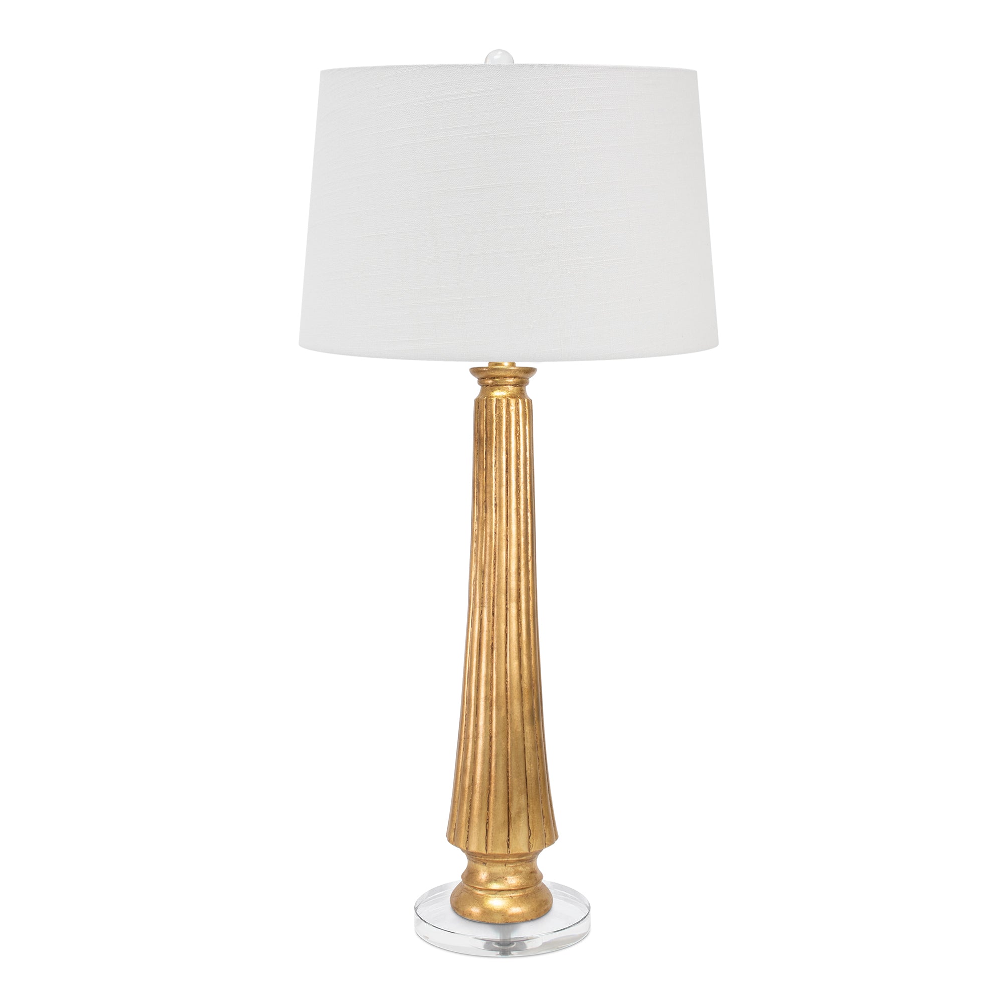 Couture Gold Squire Table Lamp- with White Linen Shade featuring Gold lining