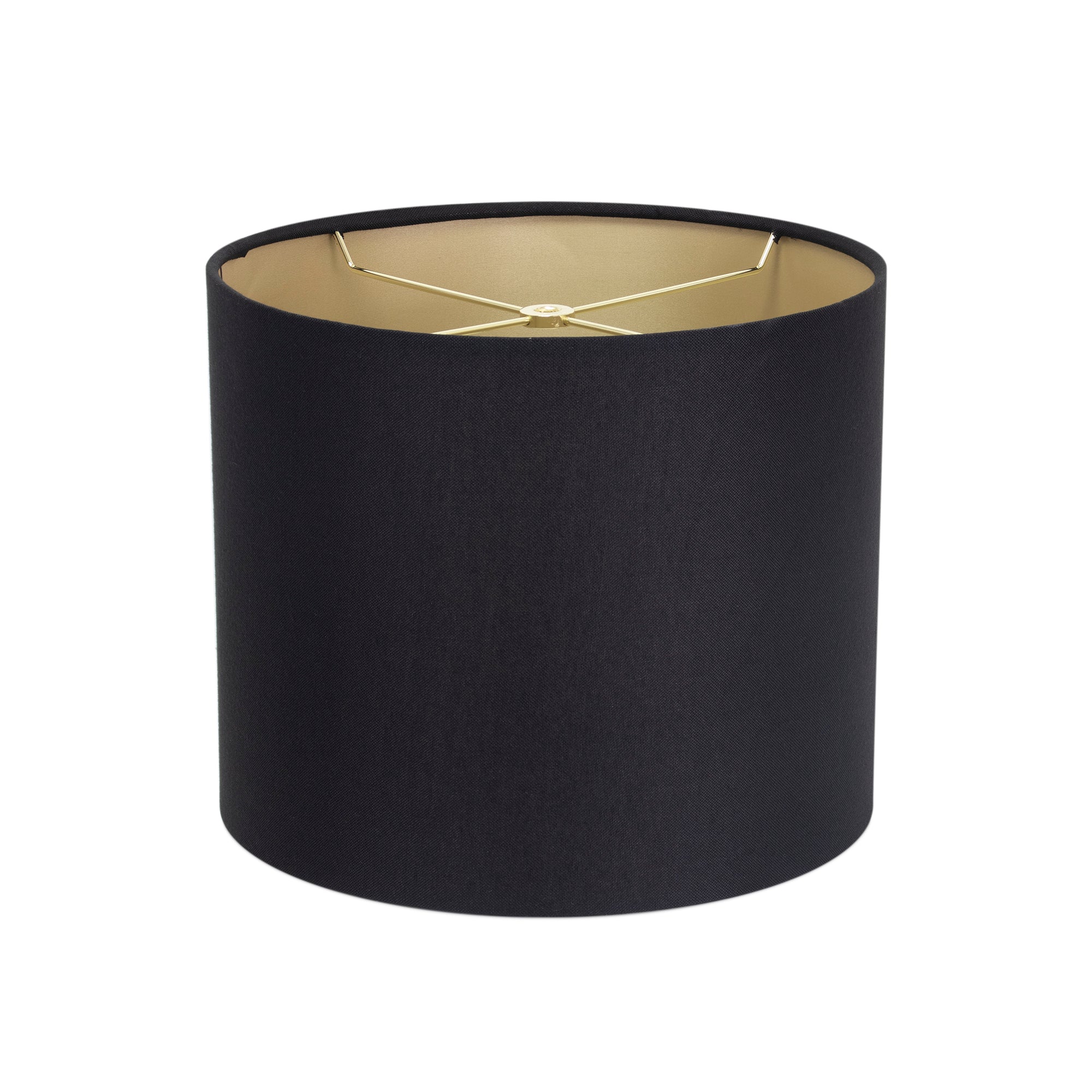 Couture Round Black Linen Drum Shade with Gold Lining 12" x 12" x 10"