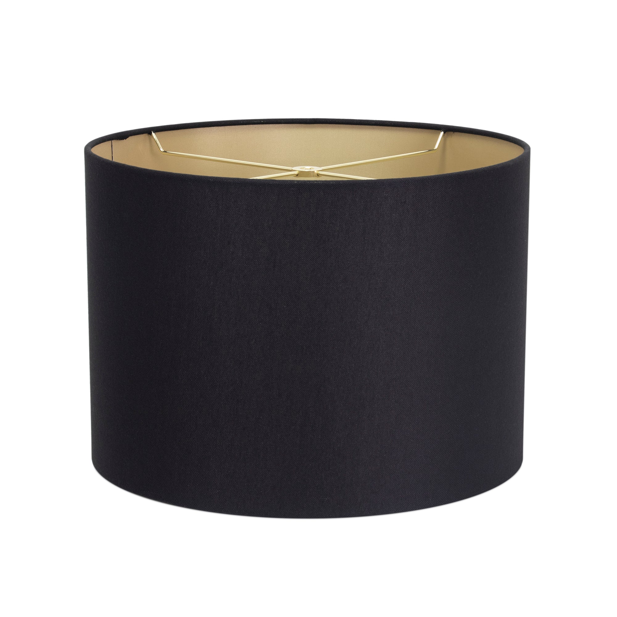 Couture Round Black Linen Drum Shade with Gold Lining 14" x 14" x 10"