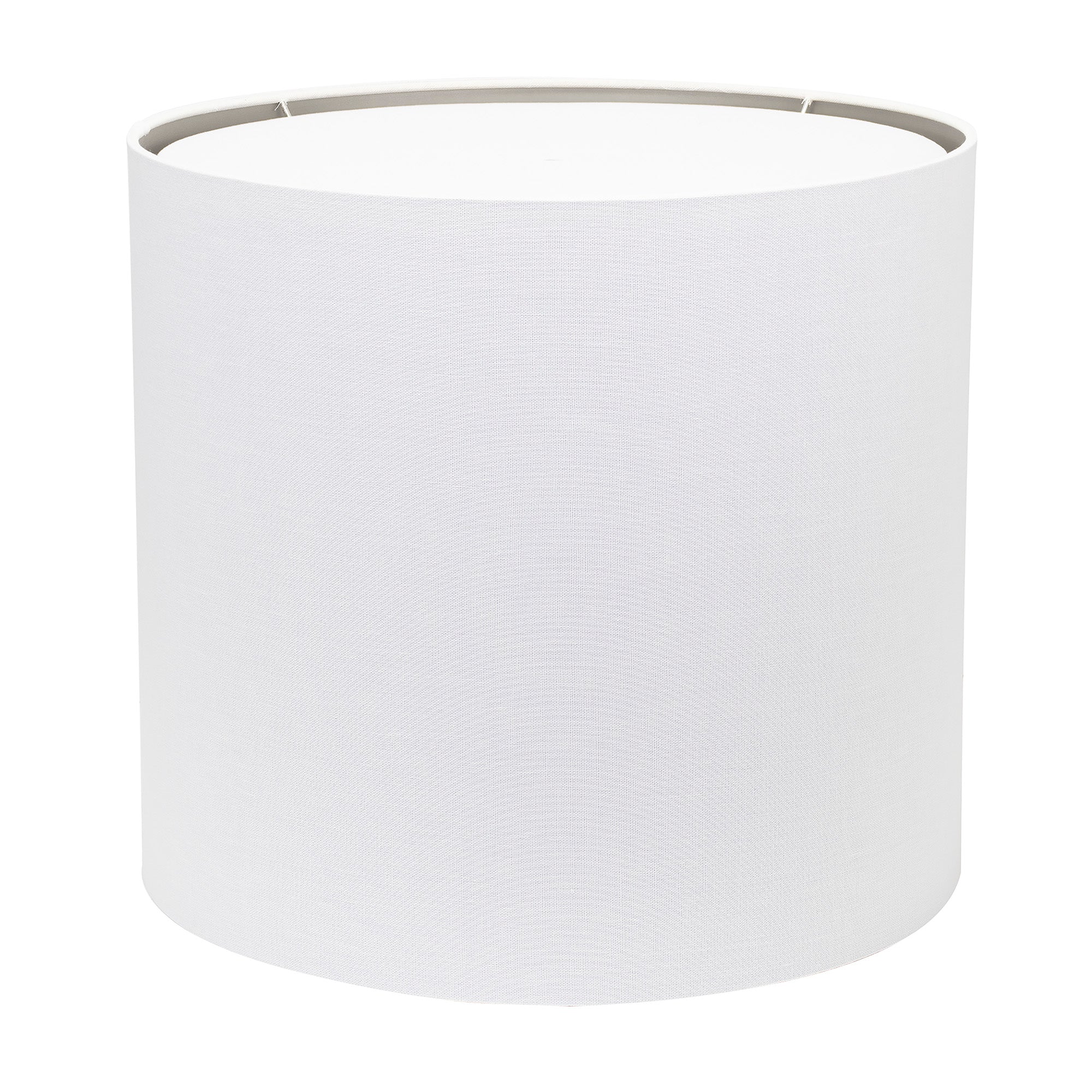 Couture Round White Linen Drum Shade with Silver Lining 18" x 18" x 16"