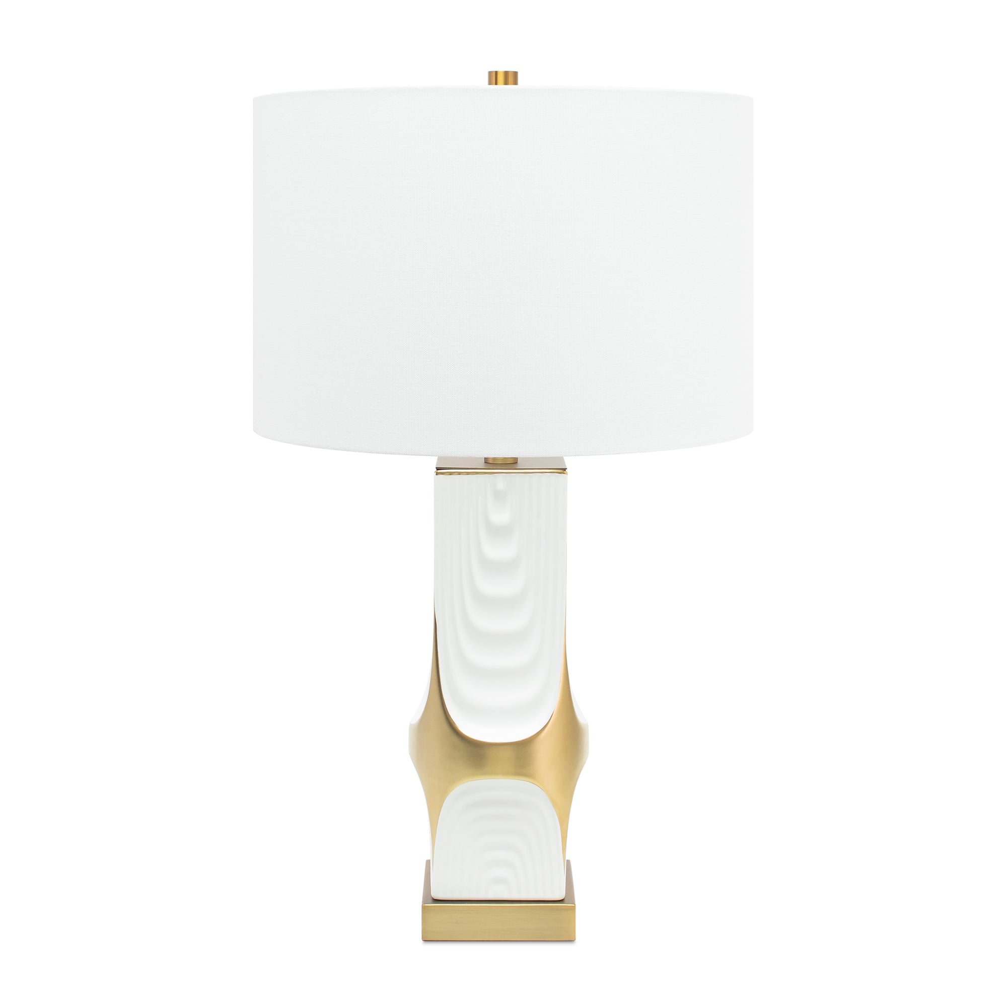 Couture White and Gold Drape Table Lamp-with 15x15x10 White Classic Linen Shade