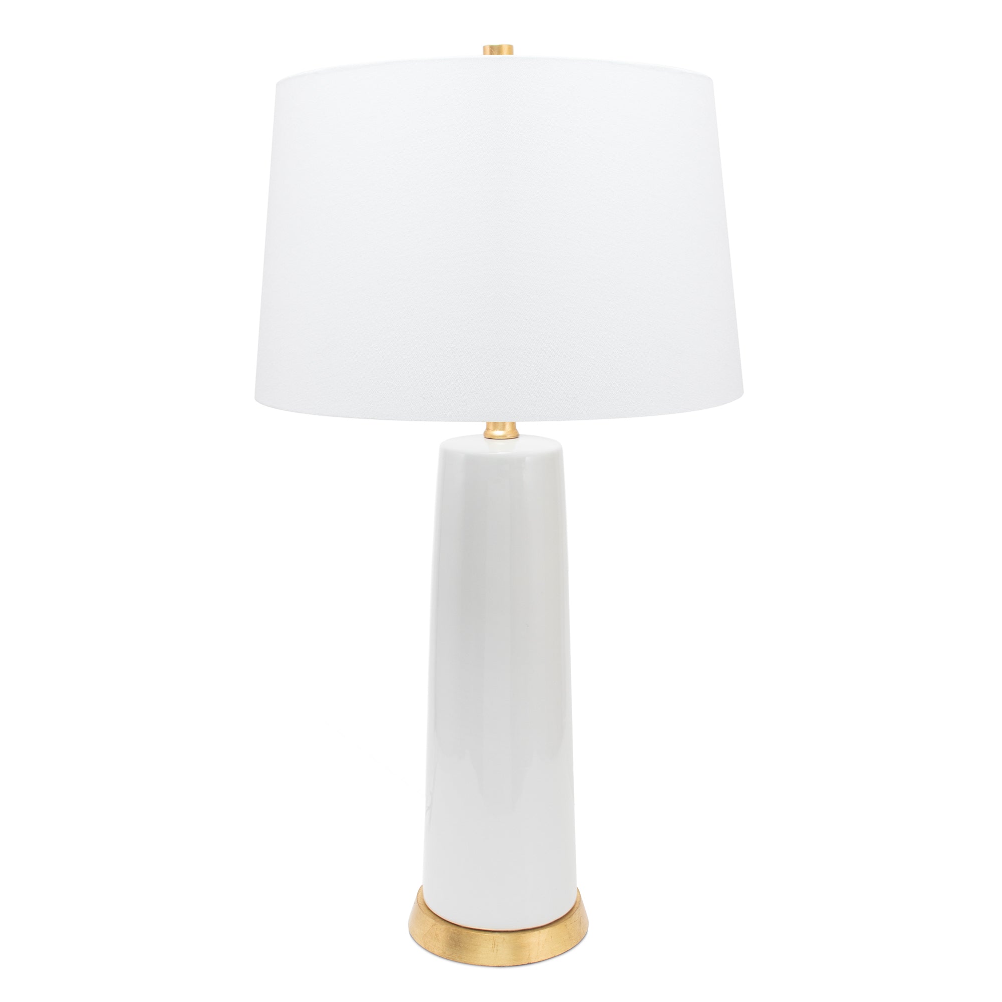 Couture White and Gold Tansey Table Lamp- with 14x16x10 White Crisp Linen Shade
