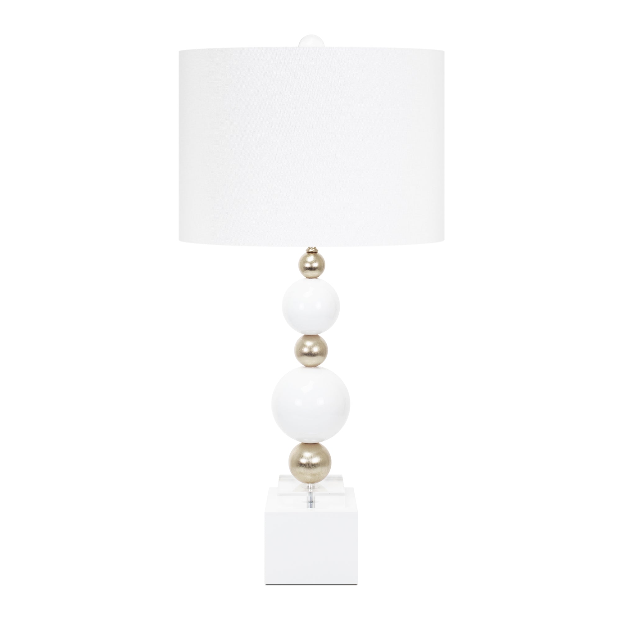 Couture White and Silver Sheridan Table Lamp - with 14x14x10 White Classic Linen Shade