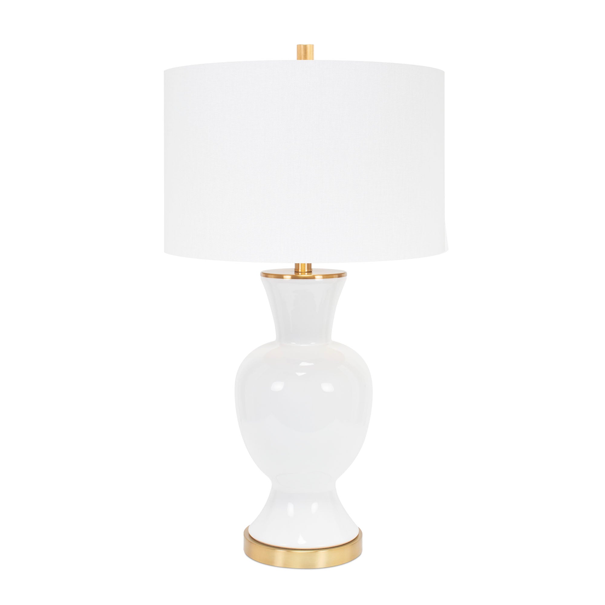 Couture White Conley Table Lamp -with 16x16x10.5 drum shade with soft gold lining