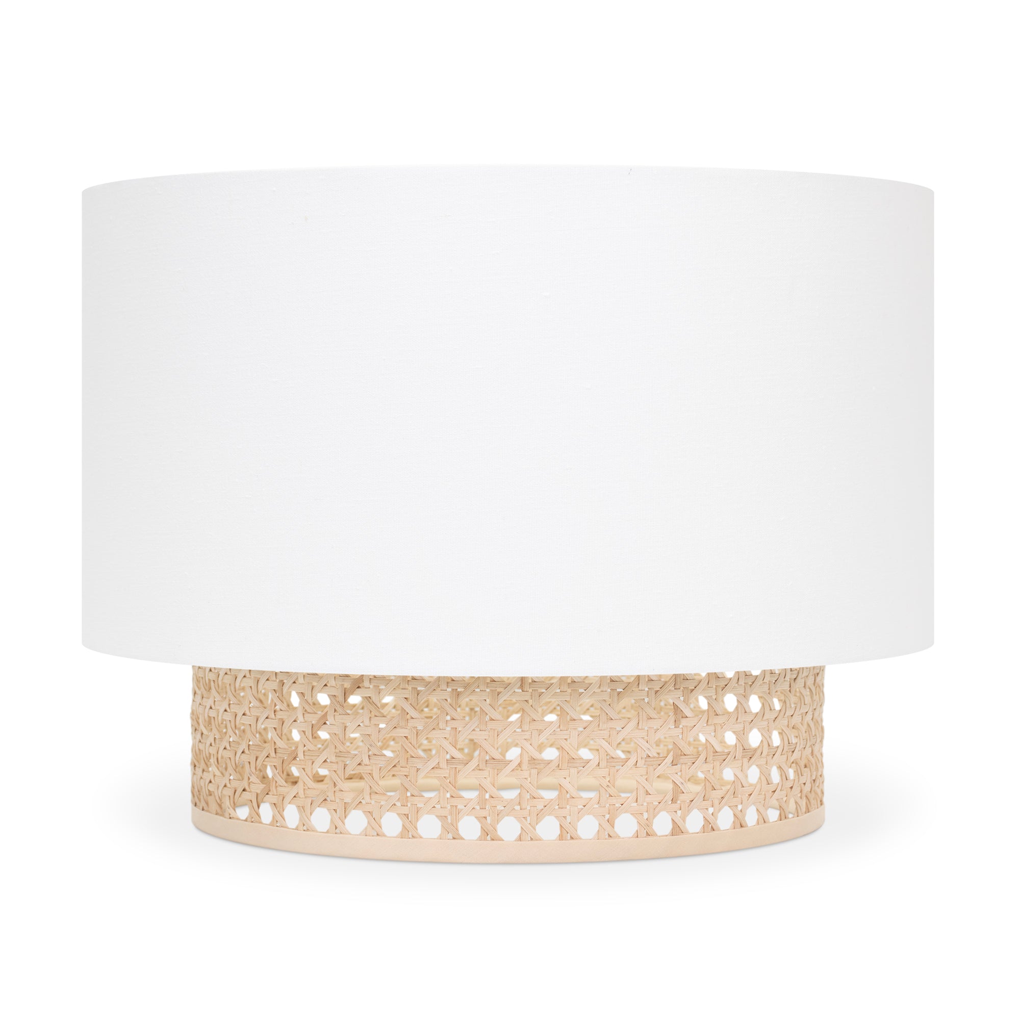 Couture White Linen Shade with Natural Cane