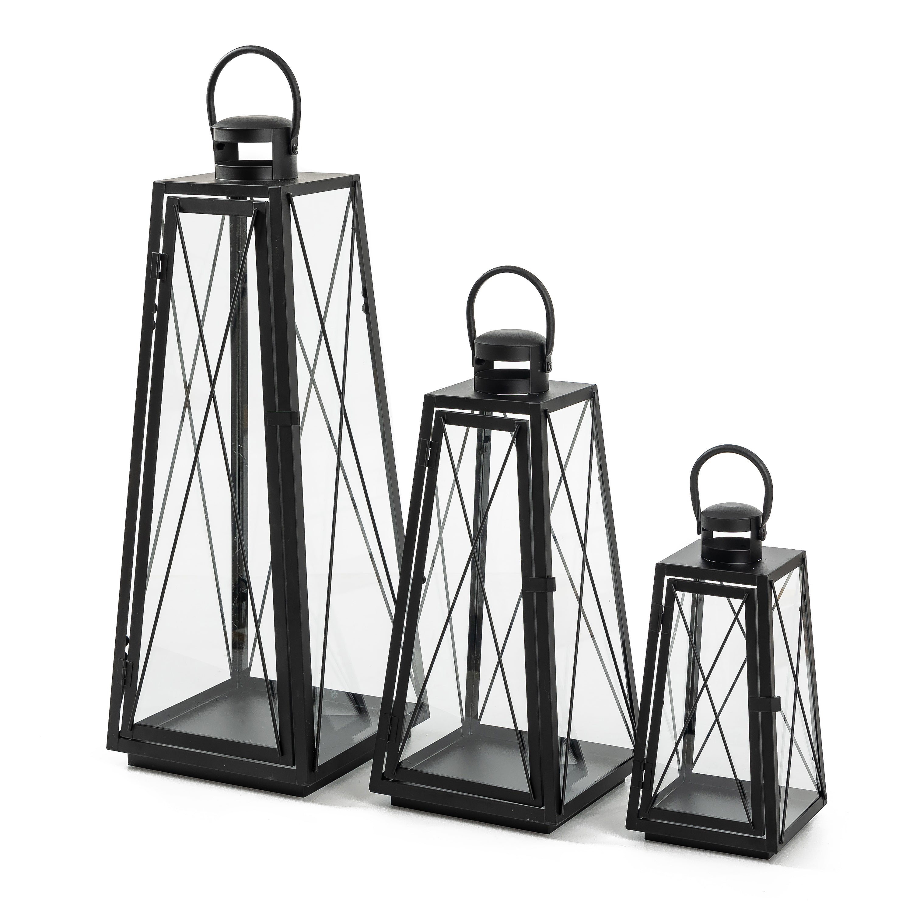 Bastion Tall Iron Lantern Set of 3