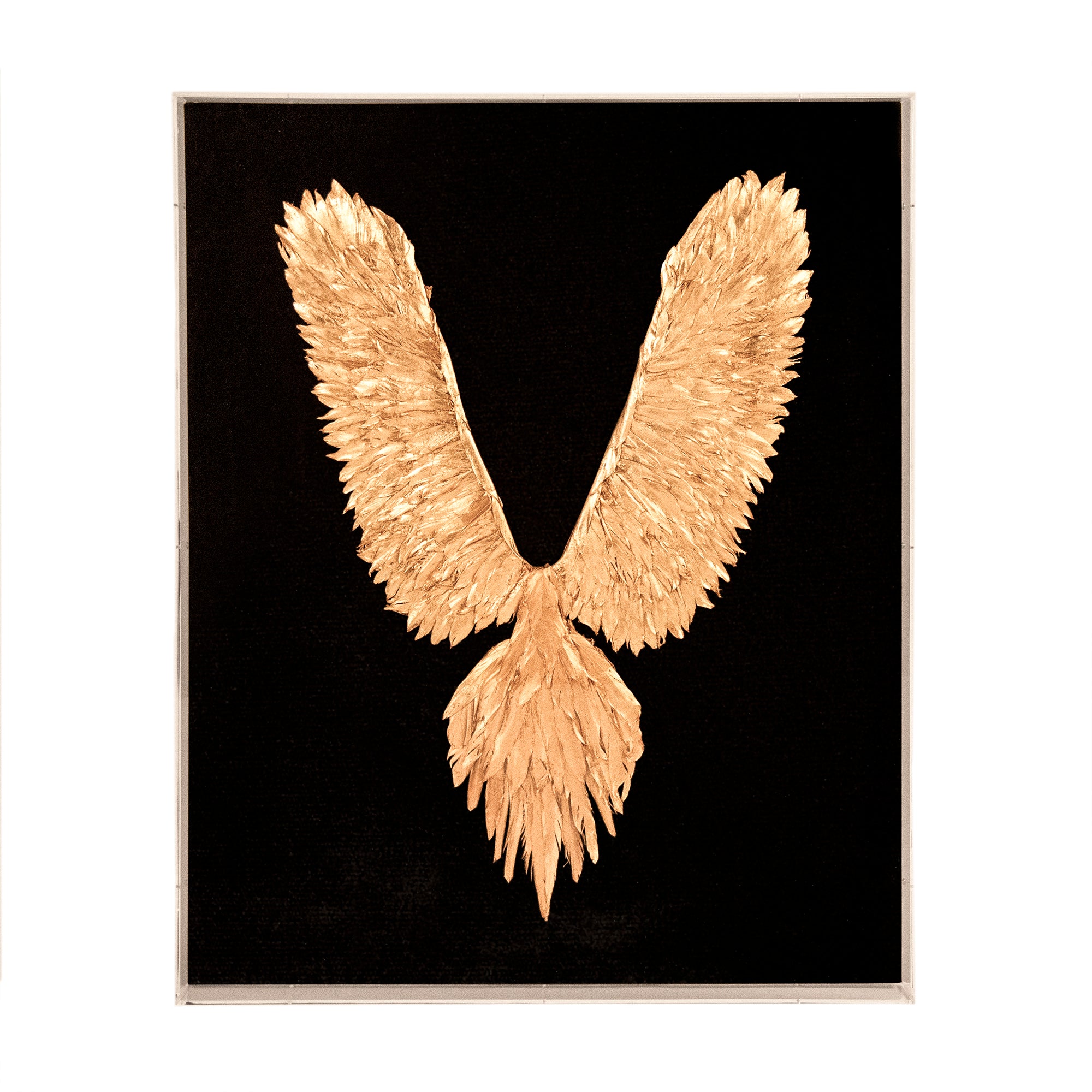 Abstract Gold Leaf Feather Bird Acrylic Wall Art