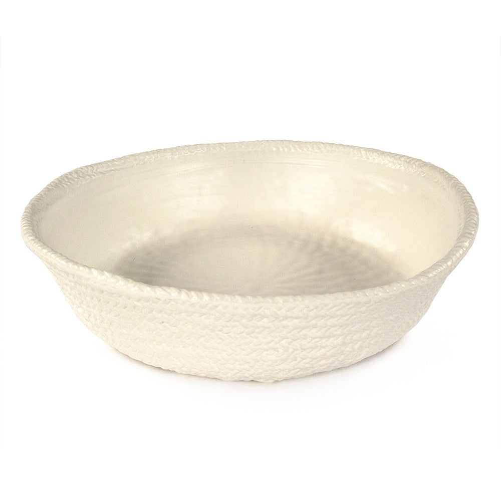 White Cross Weave Bowl Large