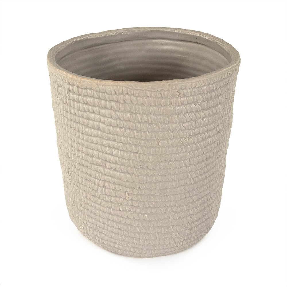 Grey Cross Weave Vase Large