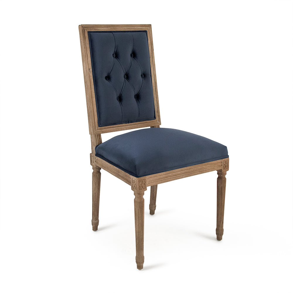 Blue Velvet Louis Side Chair