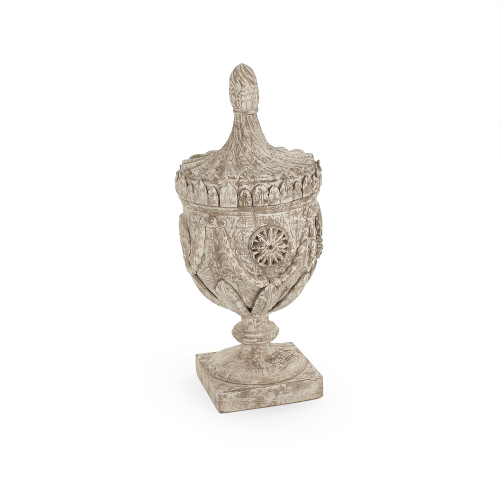 Lea Wooden Urn (Antique White)