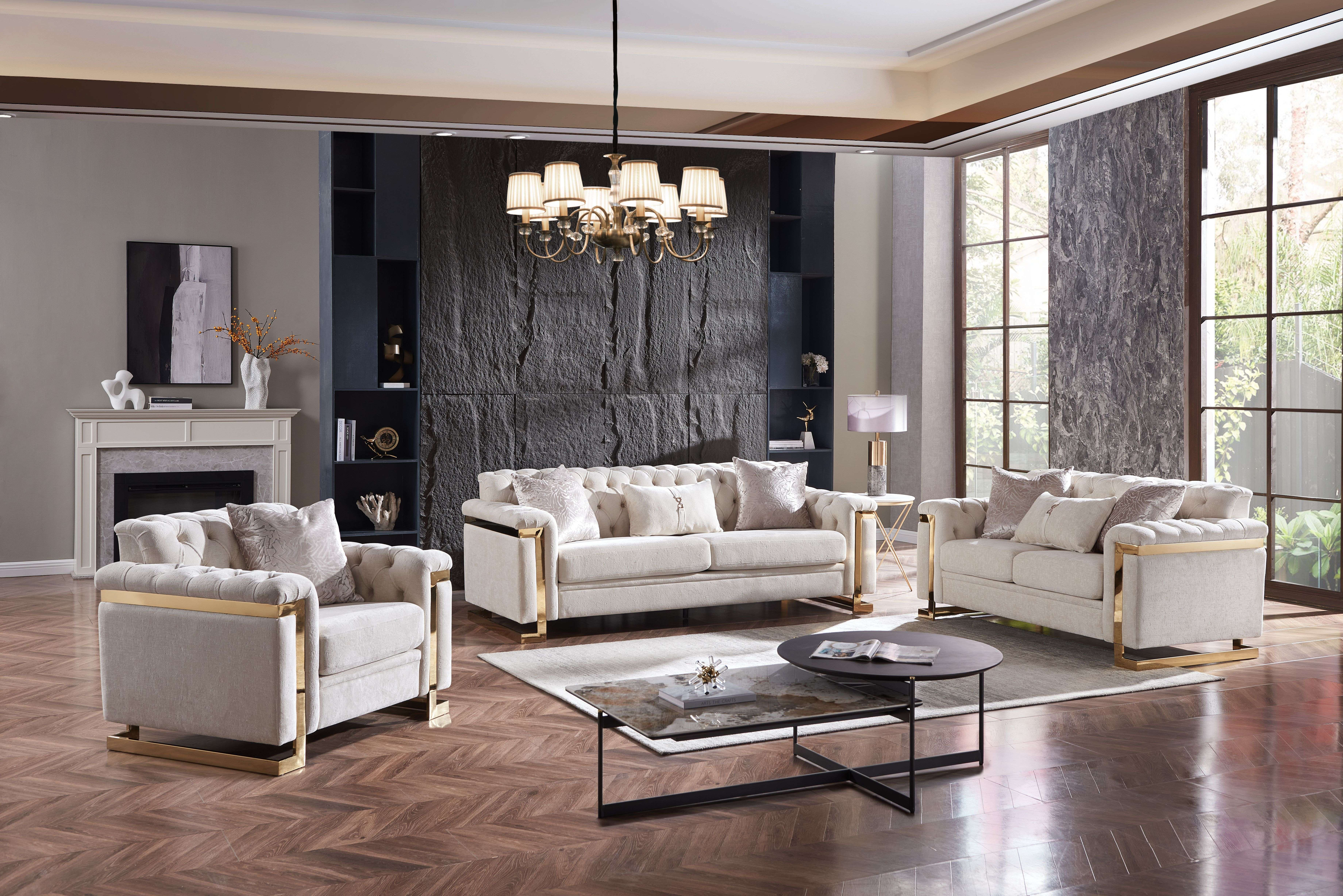 Chloe living room with coordinated seating and tables